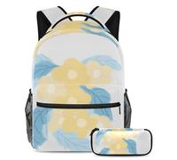 Cotton Jatropha Flower Keep Your Essentials in One Place, zaino con astuccio, il set di zaini per la scuola definitivo per studenti, Multicolore#06, B:29.4x20x40cm P:19x7.5x3.8cm, Zaini Daypack
