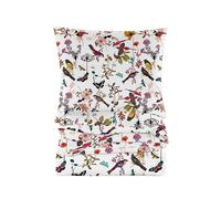 Cotton Market Biancheria da letto 155 x 200 cm, in cotone, 3 pezzi, copripiumino da 155 x 200 cm e 2 federe da 70 x 80 cm, colore bianco, uccelli e farfalle