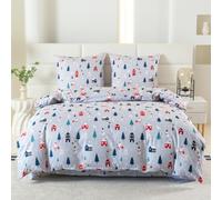 Cotton Market Completo Lenzuola Matrimoniali Cotone - 135x200 cm - Copripiumino Matrimoniale Set con Cuscino 70x80cm - Biancheria da Letto a Fantasi - Natale, Grigio
