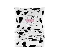 Cotton Market Completo Lenzuola Matrimoniali Cotone - 155x200 cm - Copripiumino Matrimoniale Set con Cuscino 70x80cm - Biancheria da Letto a Fantasi - Bianco, Mucche