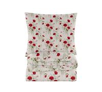 Cotton Market Completo Lenzuola Matrimoniali Cotone - 155x200 cm - Copripiumino Matrimoniale Set con Cuscino 70x80cm - Biancheria da Letto a Fantasi - Bianco, Papaveri