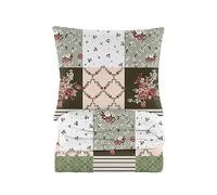 Cotton Market Completo Lenzuola Matrimoniali Cotone - 200x200 cm - Copripiumino Matrimoniale Set con Cuscino 70x80cm - Biancheria da Letto a Fantasi - Bianco e Verde, Rose