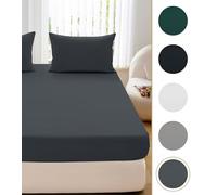 Cotton Market Lenzuolo con angoli elasticizzati 200 x 220 x 25 cm - Lenzuolo con angoli elasticizzati per camera da letto - Lenzuolo in jersey - Lenzuolo con angoli in cotone - Grigio scuro