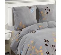 Cotton Market Parure da letto 140x200 cm con federa - Cotone Microfibra - Set 2 pezzi - Copripiumino 140x200 cm e 1 federa (70x80 cm) - Grigio, Fiori