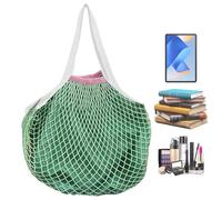 Cotton Mesh Shopping Tote - Expandable Grocery Carrier, Reusable Produce Bag, Woven Fabric Sack with Extended Handle Design, Market Storage with Lightweight Build, Travel Errand Vegetable Holding Use