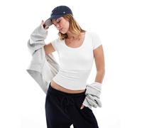 Cotton On - Byron - Top a maniche corte bianco con scollo squadrato L