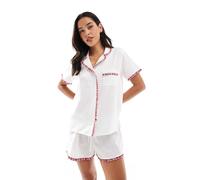 Cotton On - Completo pigiama color latte di cocco e ciliegia-Multicolore XL