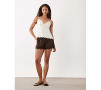 Cotton On - Estelle - Pantaloncini corti in raso e pizzo color quercia scuro-Marrone 12