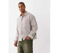 Cotton On - Hudson - Camicia a maniche lunghe color pietra a quadri micro-Multi Chest 50