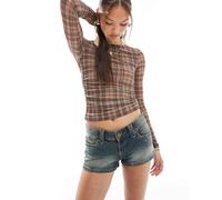 Cotton On - Pantaloncini di jeans micro a vita bassa blu tempesta di sabbia 24