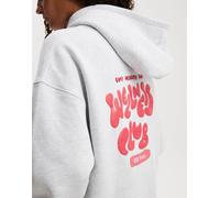 Cotton On - Plush - Felpa con cappuccio premium grigia con grafica-Grigio L