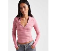 Cotton On - Ryan - Top a maniche lunghe rosa vintage con scollo serafino-Multicolore 44
