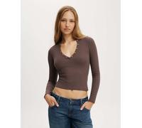Cotton On - Ryan - Top serafino a maniche lunghe marrone L