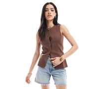 Cotton On - Sienna - Gilet in cotone e lino marrone 14