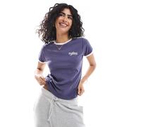 Cotton On - T-shirt comoda con scritta Portland e righe stile pilota sulla manica-Blu navy 2XS