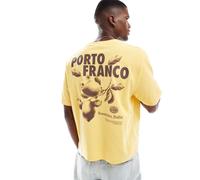 Cotton On - T-shirt corta gialla con stampa “Porto Franco”-Giallo S