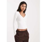 Cotton On - T-shirt ultra morbido color cocco con scollo profondo-Bianco 42