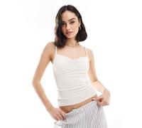 Cotton On - Top da notte a canottiera crema mélange con rosellina-Bianco 42