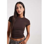 Cotton On - Top ultra attillato color marrone scuro 38