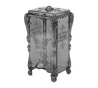 Cotton Pad Holder Flower Butterfly Makeup Storage Box Large Capacity ABS Pretty Designs Home (Grigio trasparente)