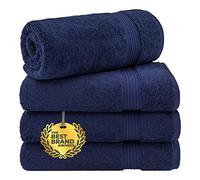 Cotton Paradise Asciugamani da bagno, set di 4 asciugamani turchi 100% cotone, morbidi, blu navy