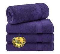 Cotton Paradise Asciugamani da bagno, set di 4 asciugamani turchi 100% cotone, morbidi, viola
