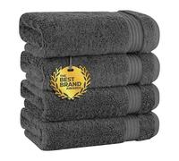 Cotton Paradise Asciugamani da bagno, set di 4 asciugamani turchi per le mani 100% cotone, morbidi e assorbenti, grigio scuro