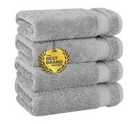 Cotton Paradise Asciugamani da bagno, set di 4 asciugamani turchi per le mani e il viso in 100% cotone, morbidi e assorbenti, grigio chiaro