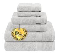 Cotton Paradise Set di 6 asciugamani, 100% cotone turco, morbidi e assorbenti, per bagno, 2 asciugamani da bagno, 2 asciugamani per le mani, 2 salviette, set di asciugamani grigio argento