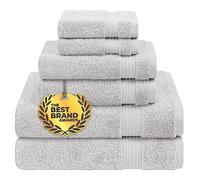 Cotton Paradise Set di 6 asciugamani, 100% cotone turco, morbidi e assorbenti, per bagno, 2 asciugamani da bagno, 2 asciugamani per le mani, 2 salviette, set di asciugamani grigio argento