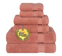 Cotton Paradise Set di 6 asciugamani da bagno turchi in 100% cotone morbido e assorbente, 2 asciugamani da bagno, 2 per le mani, 2 salviette, corallo