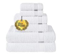 Cotton Paradise Set di 6 asciugamani da bagno turchi in 100% cotone morbido e assorbente, 2 asciugamani da bagno, 2 per le mani, 2 salviette, bianco