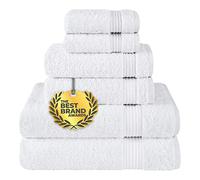 Cotton Paradise Set di 6 asciugamani da bagno turchi in 100% cotone morbido e assorbente, 2 asciugamani da bagno, 2 per le mani, 2 salviette, bianco