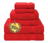 Cotton Paradise Set di 6 asciugamani da bagno turchi in 100% cotone morbido e assorbente, 2 asciugamani da bagno, 2 per le mani, 2 salviette, rosso