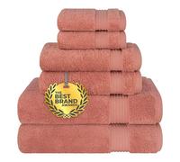 Cotton Paradise Set di 6 asciugamani da bagno turchi in 100% cotone morbido e assorbente, 2 asciugamani da bagno, 2 per le mani, 2 salviette, corallo