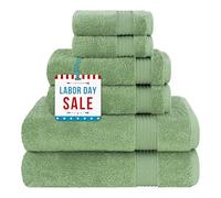 Cotton Paradise Set di 6 asciugamani da bagno turchi in 100% cotone morbido e assorbente, 2 asciugamani da bagno, 2 per le mani, 2 salviette, verde salvia