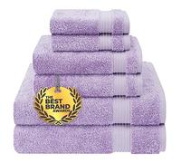 Cotton Paradise Set di 6 asciugamani in 100% cotone turco, morbidi e assorbenti, per bagno, 2 asciugamani da bagno, 2 asciugamani per le mani, 2 salviette, set di asciugamani lilla