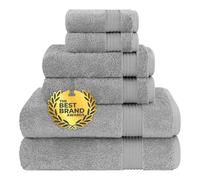 Cotton Paradise Set di asciugamani da cucina e bagno in cotone turco, assorbenti e morbidi, 6 pezzi, include 2 asciugamani da bagno, 2 asciugamani per le mani, 2 salviette, grigio chiaro