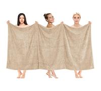 Cotton Paradise Telo da bagno turco di grandi dimensioni in 100% cotone, 40 x 80 cm, asciugamano da bagno XL per bagno e piscina, beige