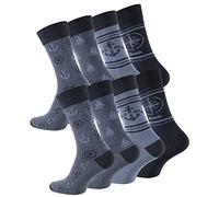 Cotton Prime 8 paia di calzini da uomo in cotone marittimo, con fascia confortevole, sfumature di blu, 39-42