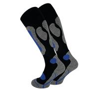 Cotton Prime Calze da sci per uomo e donna (2 paia) - Calde calze da sci, calze termiche invernali con imbottitura, calze al ginocchio, calze da sci per inverno, snowboard, 2 paia nero/blu, 43-46