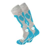 Cotton Prime Calze da sci per uomo e donna - Calde calze da sci, calze termiche invernali con imbottitura, calze al ginocchio, calze da sci per inverno, snowboard, 2 paia turchese/grigio, 35-38