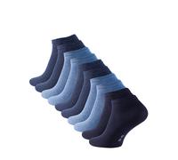 10 paia di calzini da ginnastica in cotone nero bianco grigio jeans blu rosa rosso giallo arancione colorato | taglia 35-50 | Oeko-Tex Standard 100, 10 paia di tonalità di blu, 35-38