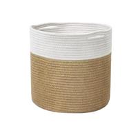 Cotton Rope Circular Woven Baskets for Storage,Large Laundry Basket,Modern Spliced Machine Washable Woven Baskets,for Living Room Rustic Home Decor