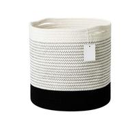 Cotton Rope Circular Woven Baskets for Storage,Large Laundry Basket,Modern Spliced Machine Washable Woven Baskets,for Living Room Rustic Home Decor