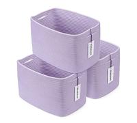 Cotton Rope storage Basket Bins Woven Basket for Organizing Shelves Rectangle Decorative Baskets For storage Clothes Toys Books Towels Square Wicker Nursery basket organizer 3 pack purple lavender