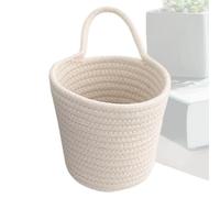 Cotton Rope Storage Basket - Hand-Woven Wall Organizer Basket | Wall Baskèt With Handle | Large Capacity Storage Bucket, Key And Wallet Holder, For Kitchen Bathroom Living Room (14x14cm)