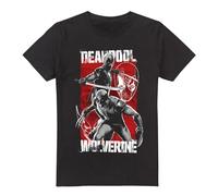 Cotton Soul Deadpool & Wolverine Deadpool & Wolverine Fight, maglietta unisex, nera, Nero , XXL