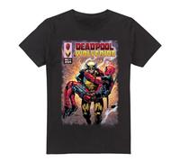 Cotton Soul Marvel Wolverine Saves Deadpool Comic Unisex T Shirt, Black, Nero, S Uomo