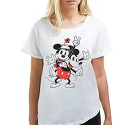 Cotton Soul Mickey and Minnie Disney Peace - Maglietta da donna alla moda, bianco, S